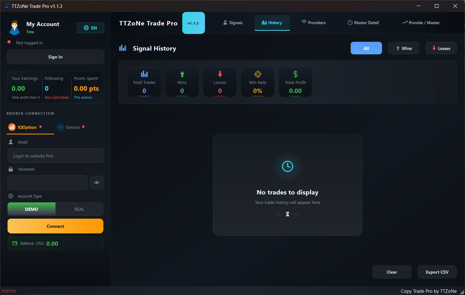 Copy Trade Pro Signal History